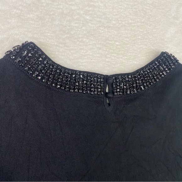 Talbots Sweater Womens Plus 2X Black Pullover Top Knit Short Sleeve Beaded Neck - Picture 8 of 11